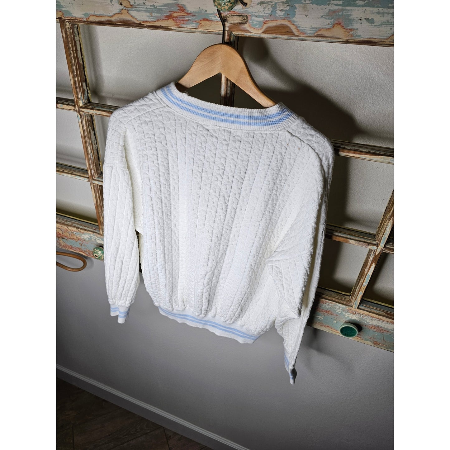 Vintage Cable Knit Button Up Cotton Cardigan Ladies size Small