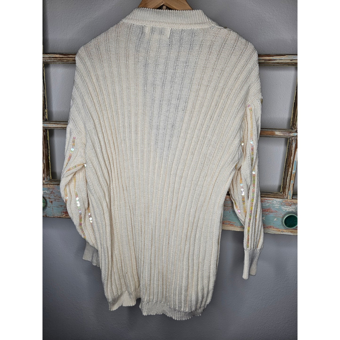 Vintage Cervellie Cream with Sequence and pearls Ladies size Medium