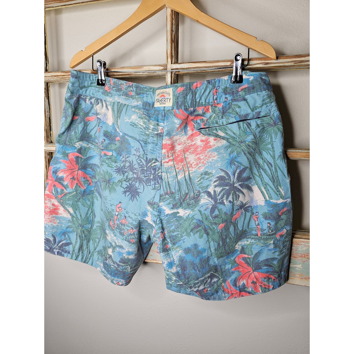 Faherty Men's Board Shorts Swim Trunks Bathing Suit Hawaiian Waist 34