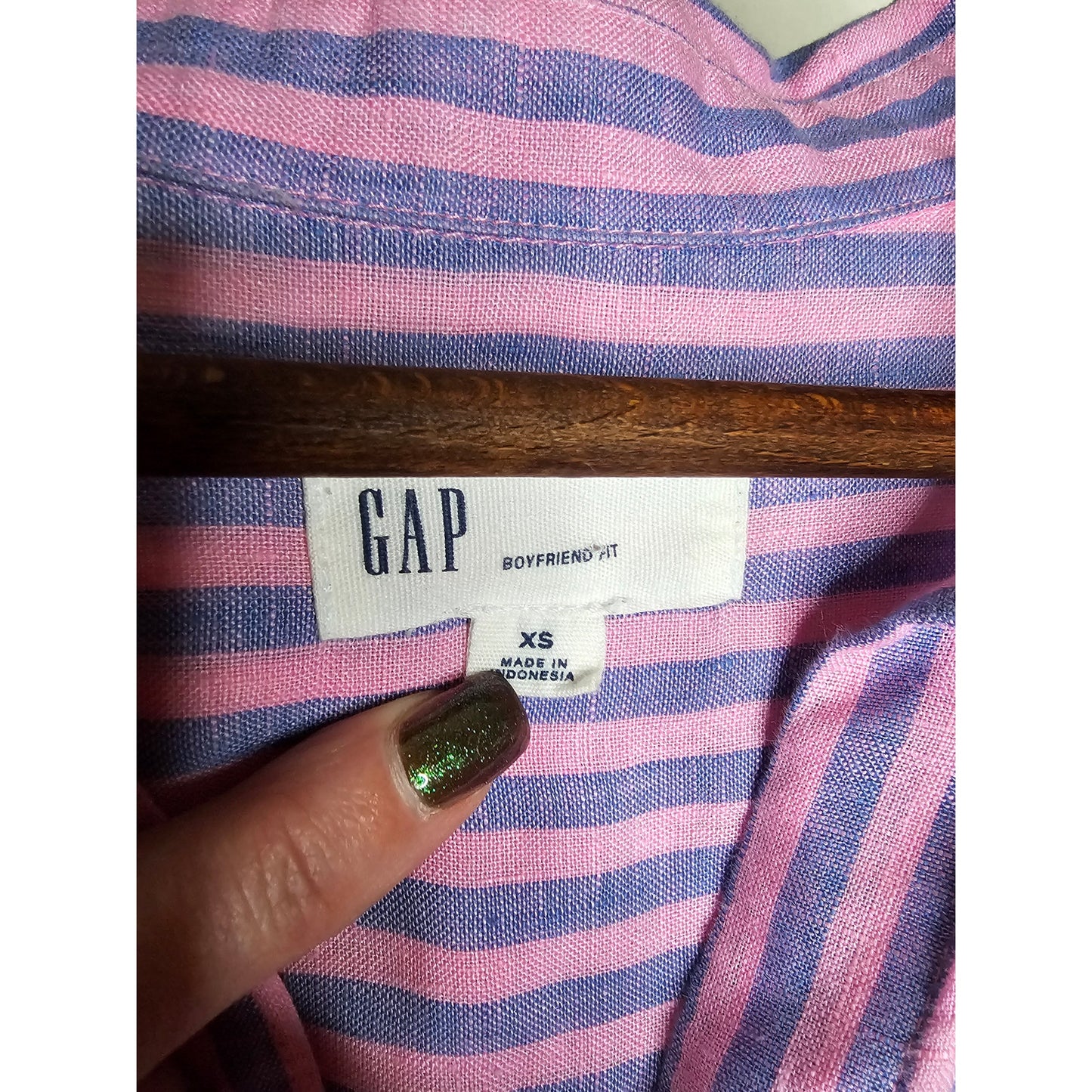 Gap Linen Oversized Boyfriend Button up Striped Shirt Ladies size XS