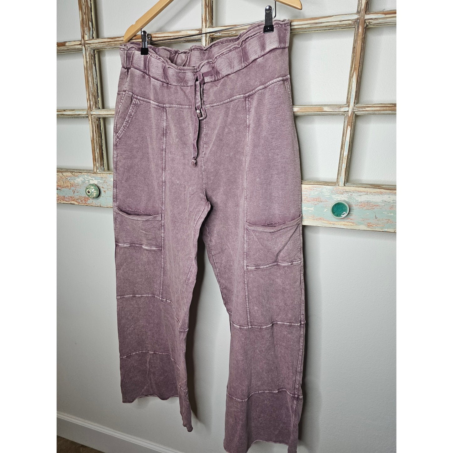 NWT Easel Wide Leg Full Length Mineral Washed Pants Ladies Small