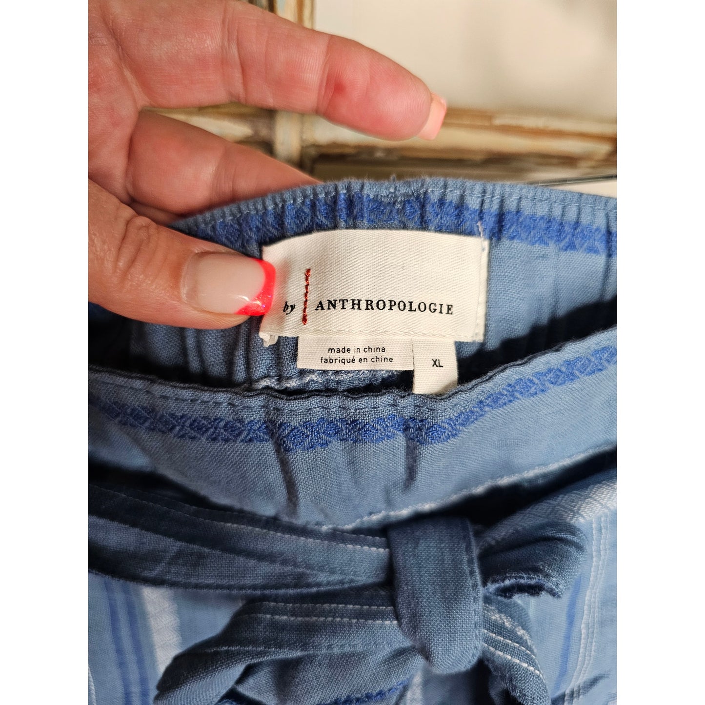 NWT Anthropologie Linen Laguna Cropped Ladies Wide Leg Pants size XL