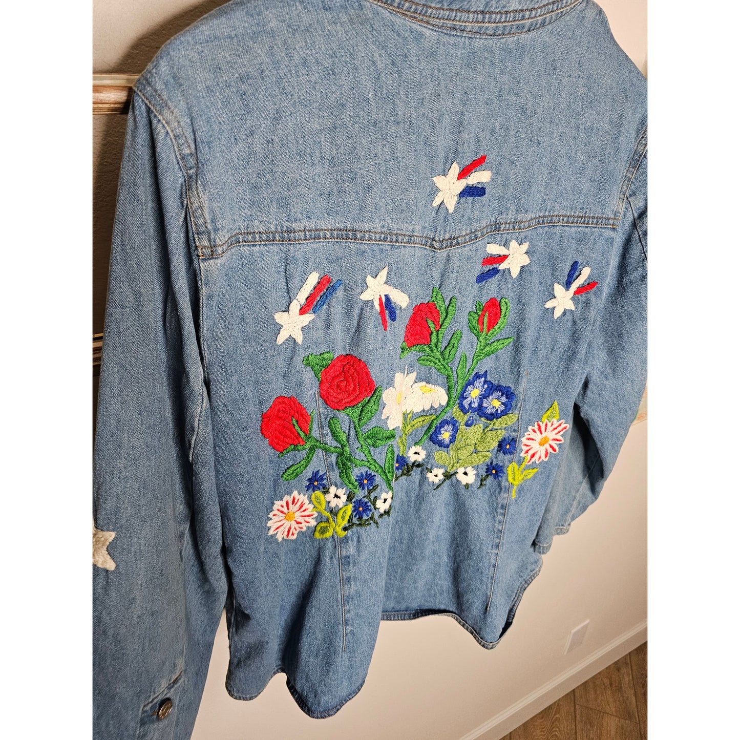 Vintage Denim & Co. Embroidered Blazer W/ Yellow Ribbon/ Solder Military Size 1x