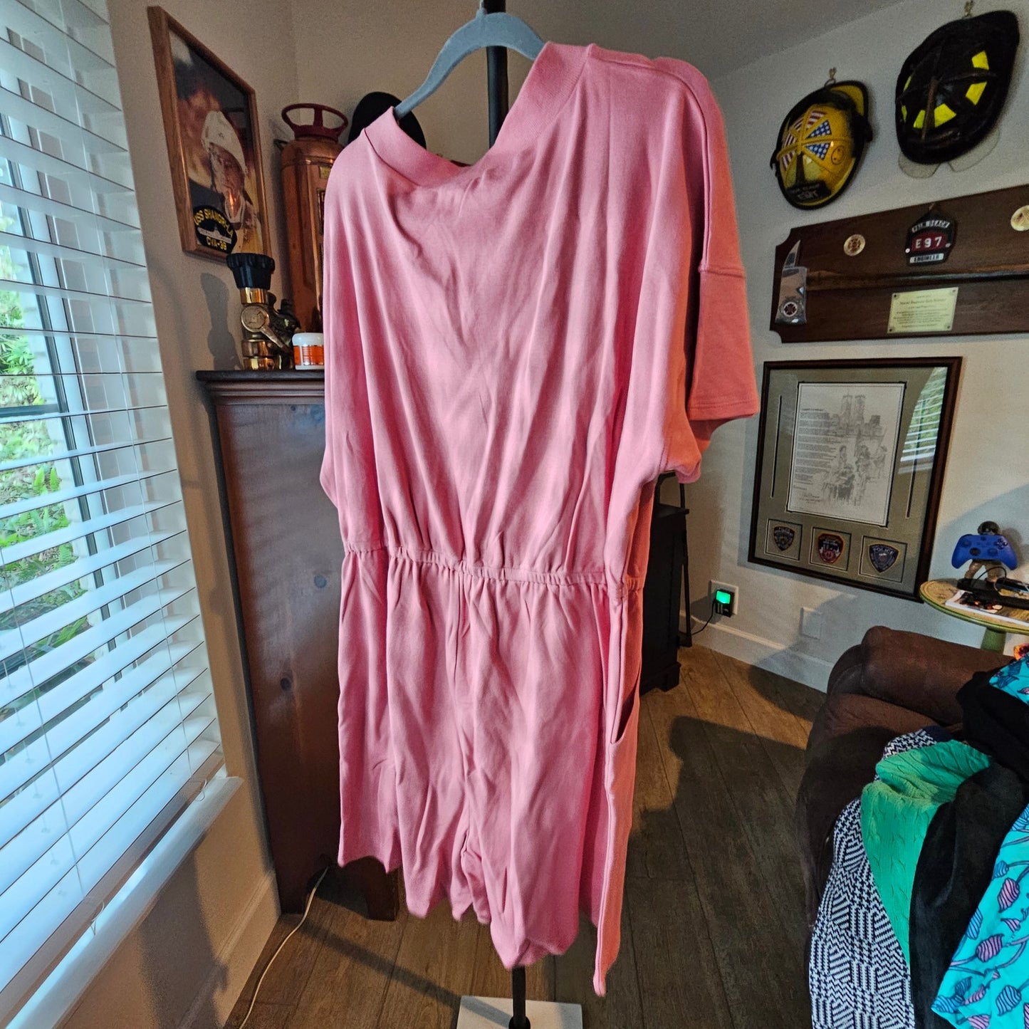 Plus Short All / Romper V-neck W/ Pockets and elastic waist 1X