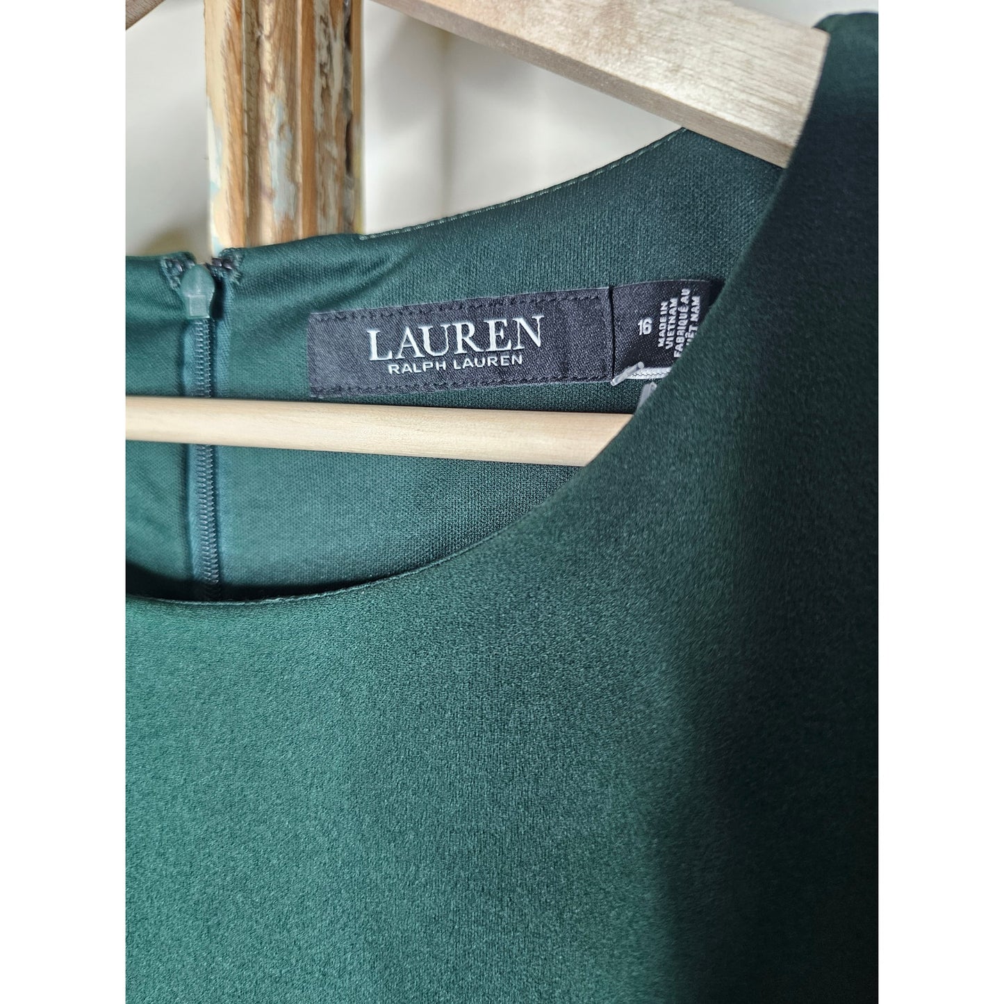NWT Ralph Lauren Green Ruffled Sleeve Dress size 16