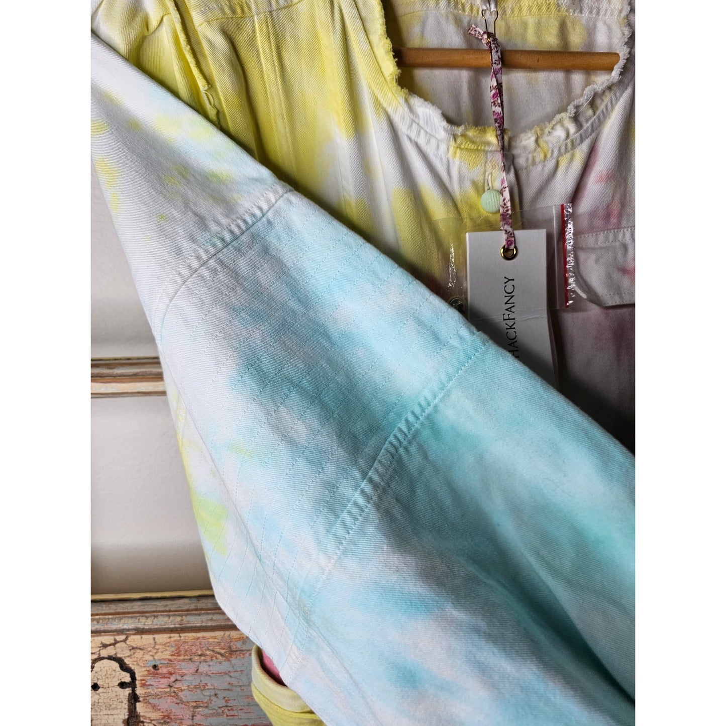 NWT Love Shack Fancy Paca Jumpsuit Rainbow Radial Tie Dye Size 6