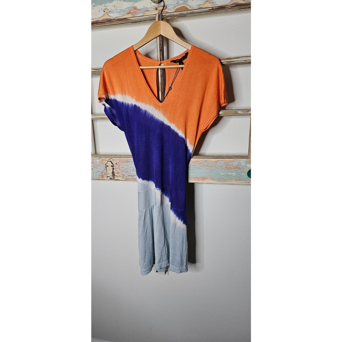 NWT BCBG SILK Tie Dye Knit Dress W/ Tie Waist Ladies size XS