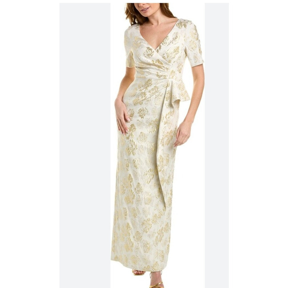 NWT Aidan Mattox Draped Jacquard column Gown Dressladies size 6