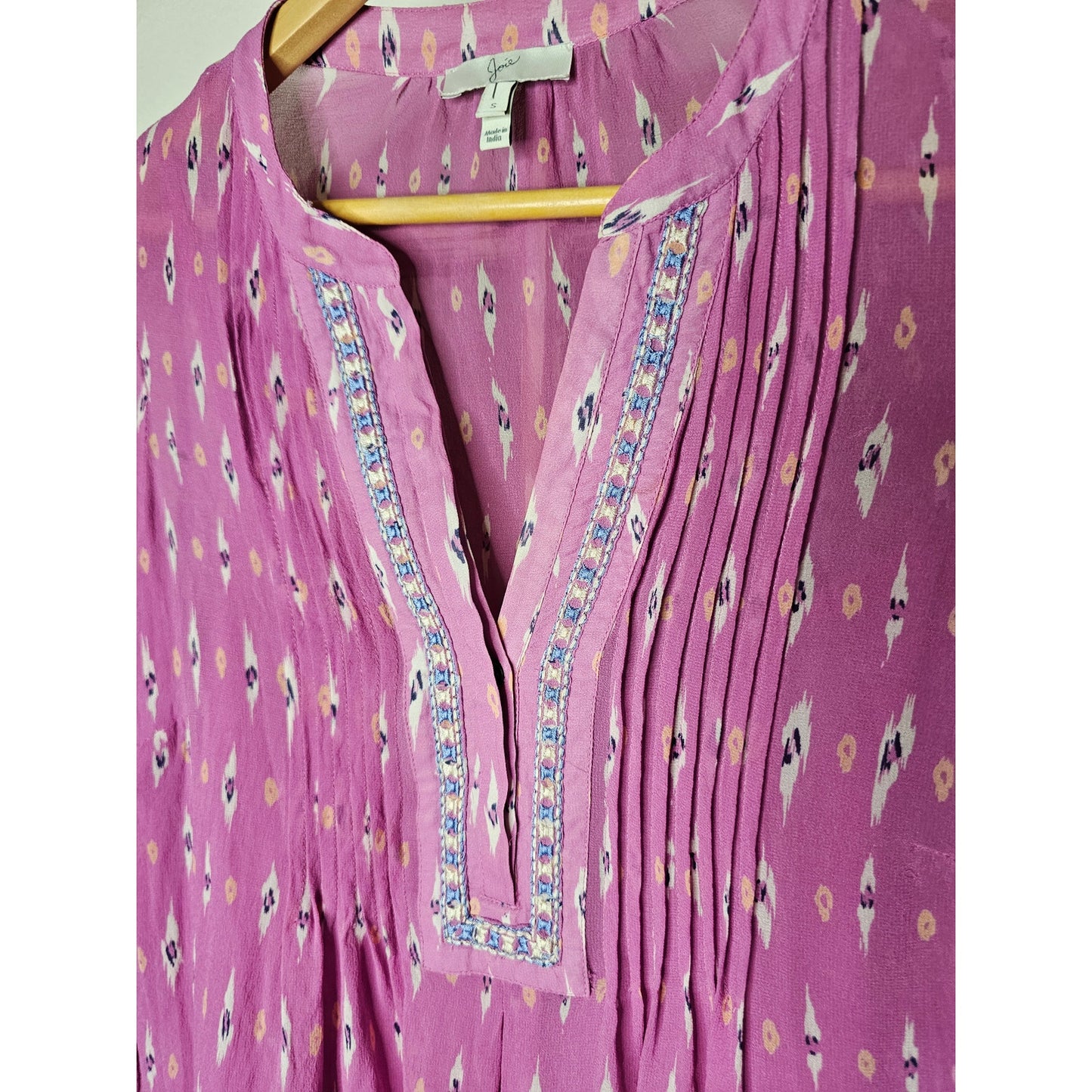 Joie Suerte Printed Silk Drawstring Waist Dress W/ Slip Size Small