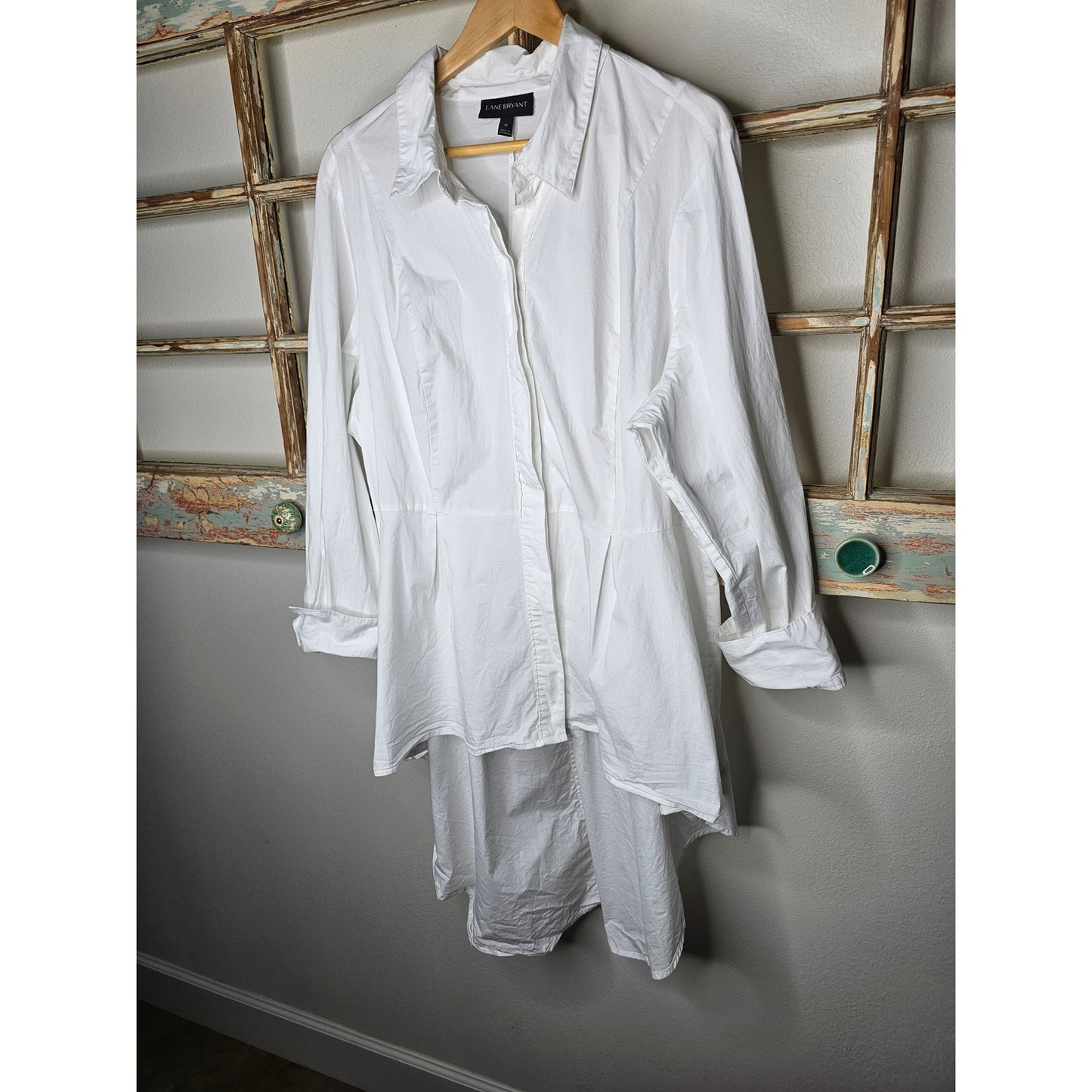 Lane Bryant White Extreme Peplum Tunic Shirt Ladies size 26
