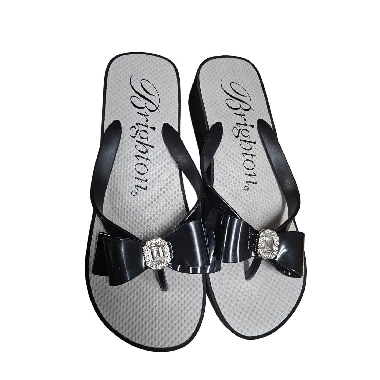 NWOT Brighton Bowie Bling Wedge Flip Flops Ladies size 9