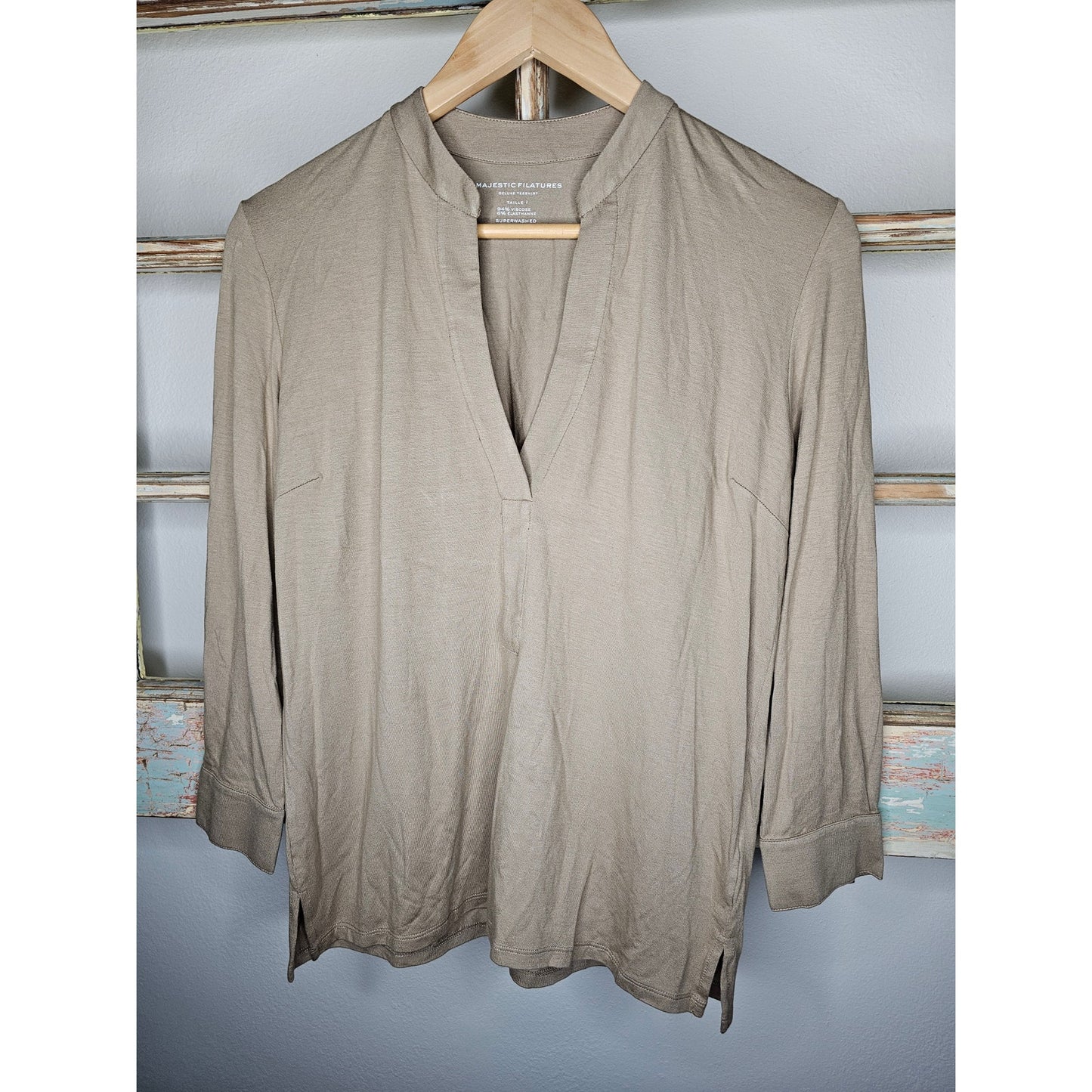 NWT Majestic Filatures Soft Touch Henley Top Lightweight Viscose Size 1 / XS
