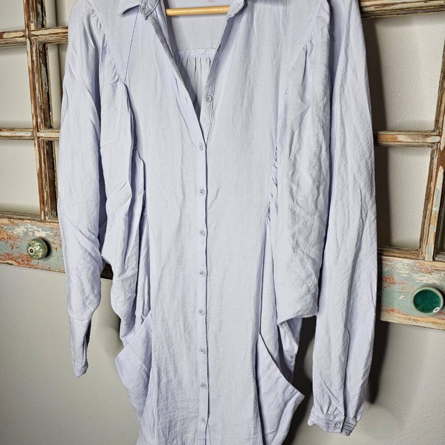 Free People Light Lilac Oversized Button Up W/ Slouchy Pockets Ladies Size Small