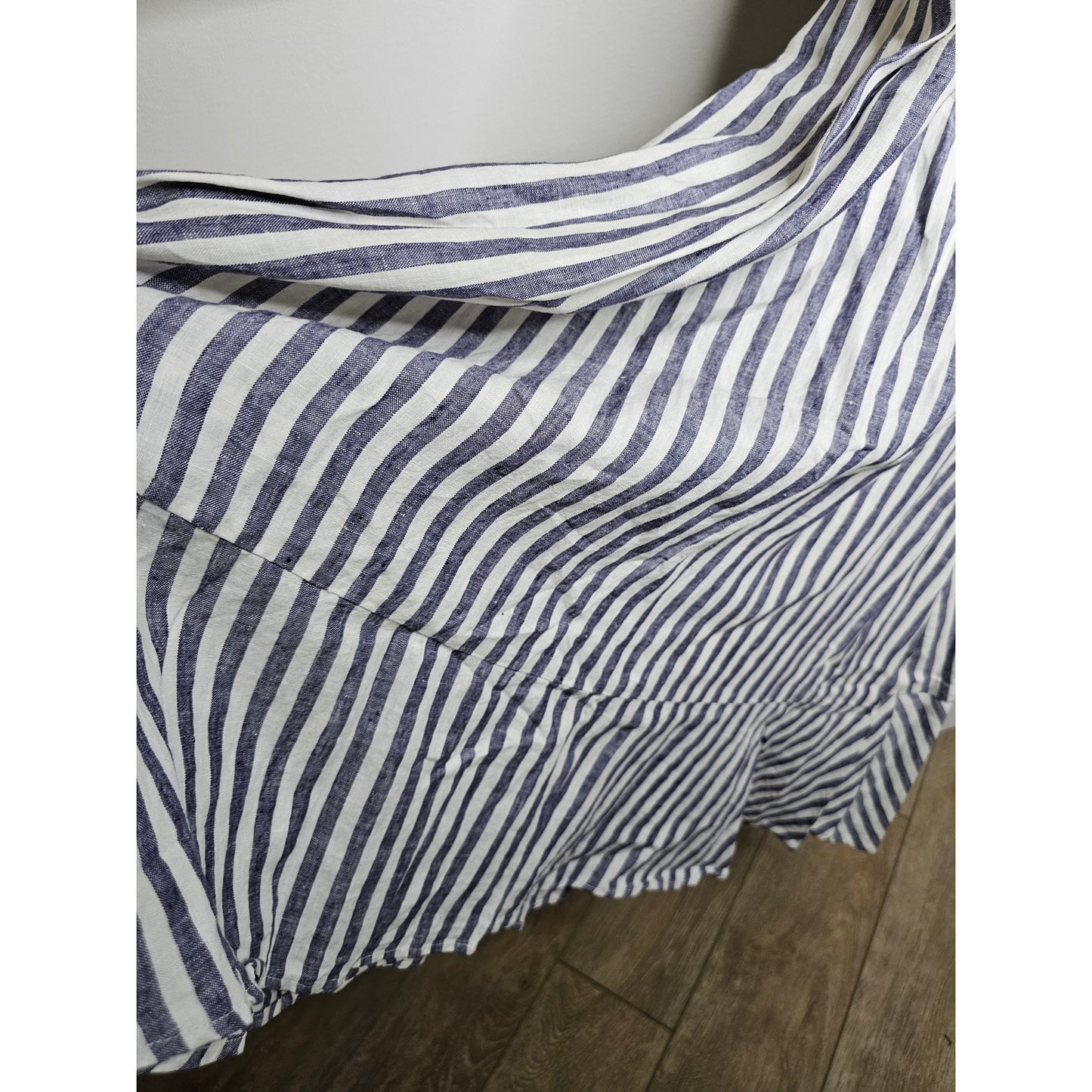 Linen Antibes Blanc Ladies Lined Striped Tiered Midi Dress Ladies Size 6