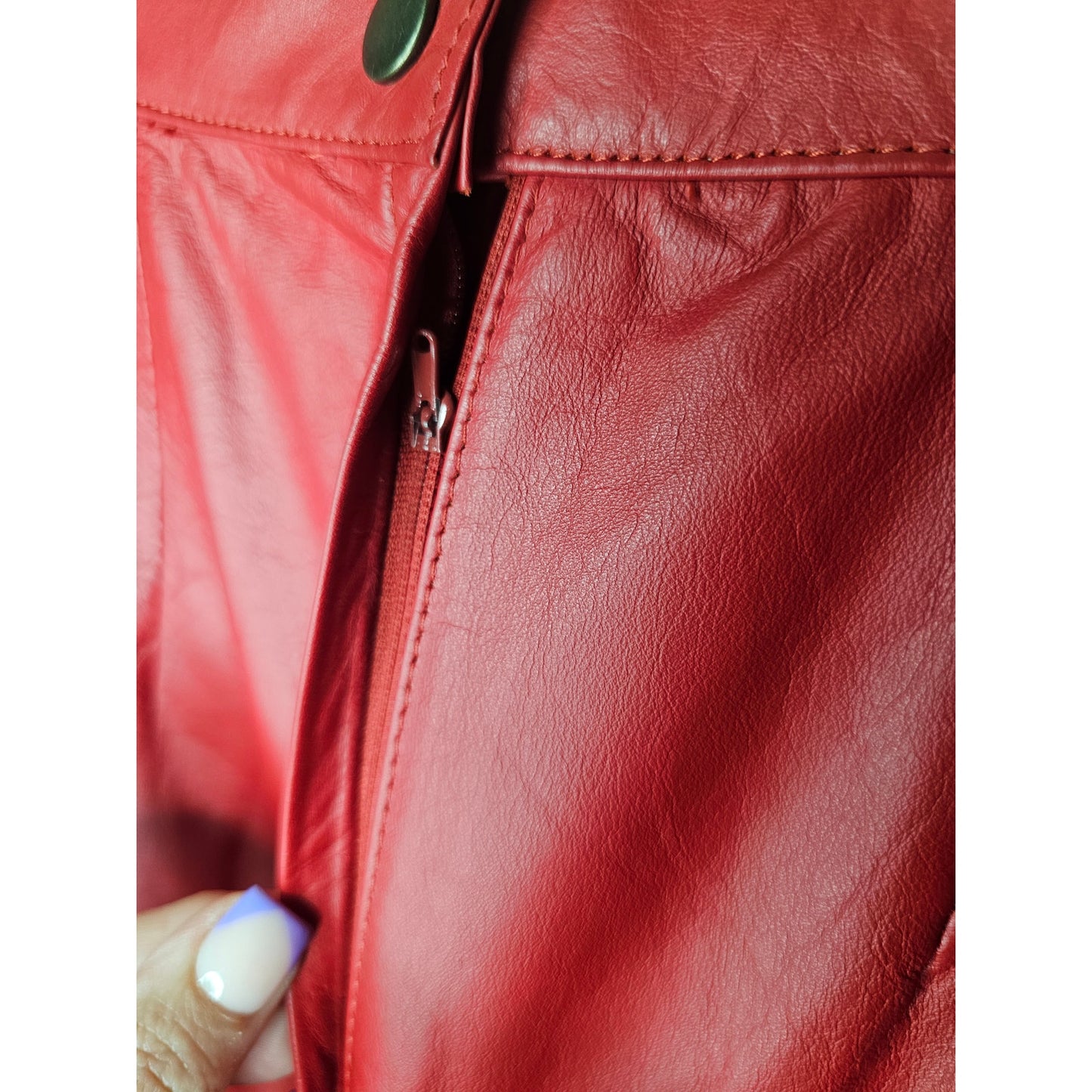 Vintage Donna Pelle Red Leather Pencil Skirt Ladies size 6