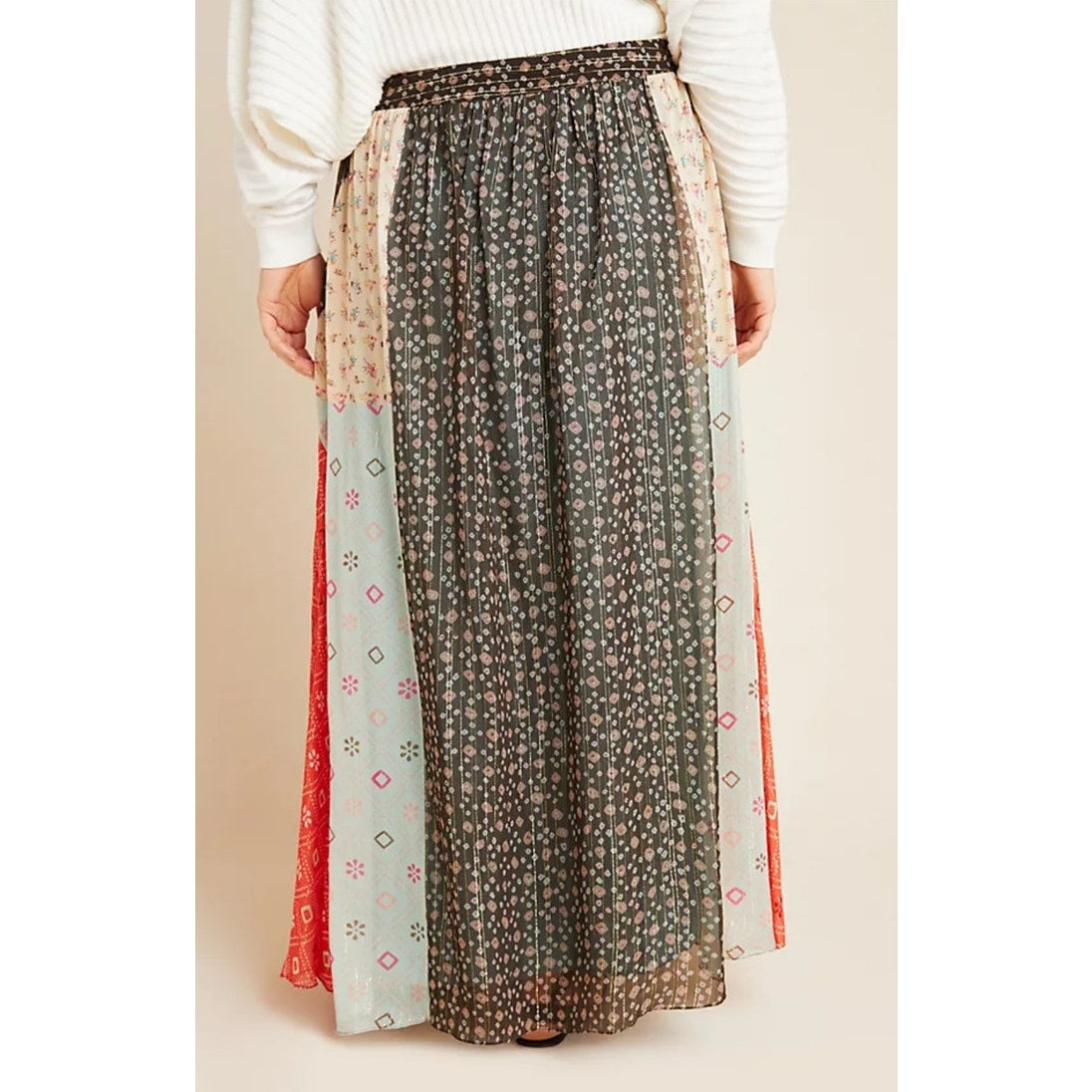 NWT Anthropologie Verb Margot Fall Colorblock lined Midi Skirt Size 4
