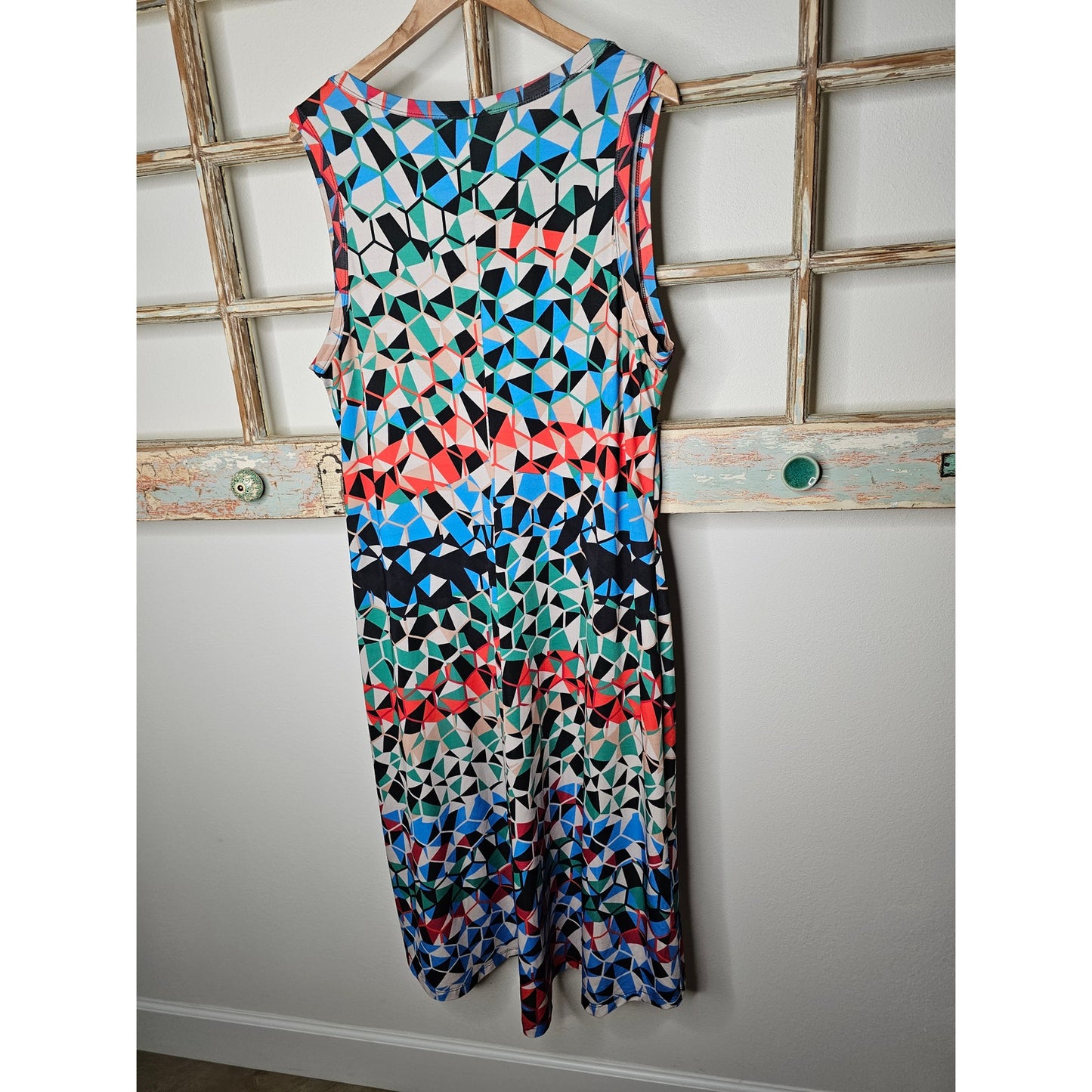 Ladies Jete Geometric Sleeveless Hi-low Dress V-neck size 1X
