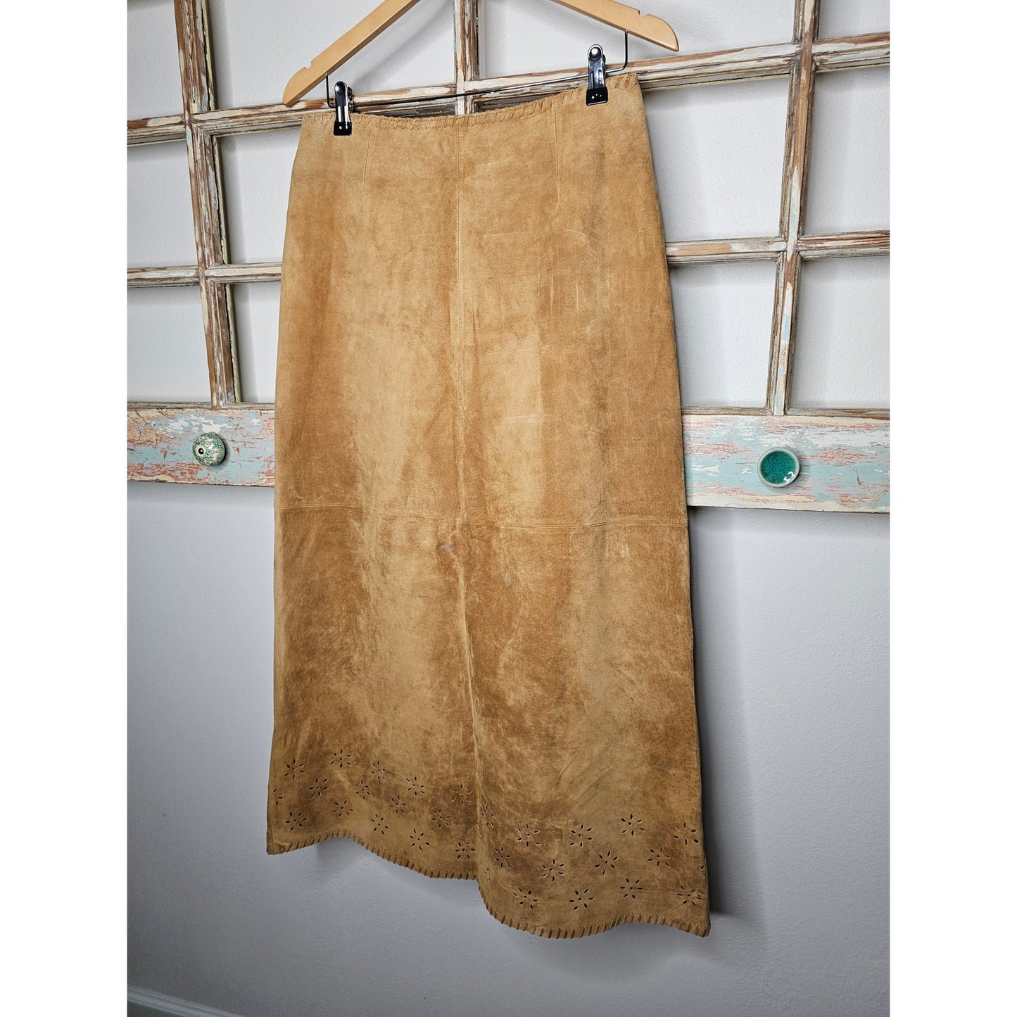 Vintage Margaret Godfrey Sued Leather Maxi Skirt ladies size 10
