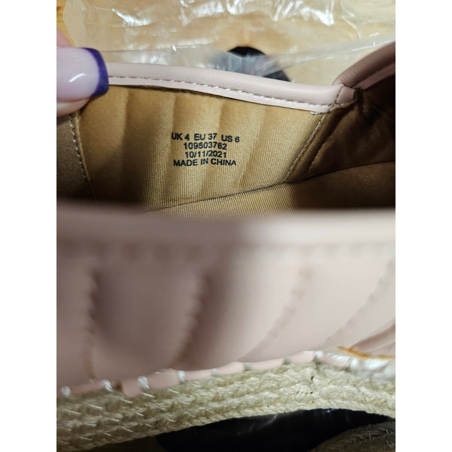 NWT ASOS Design Jack Quilted Flatform Pink Espadrilles Womens Size 6