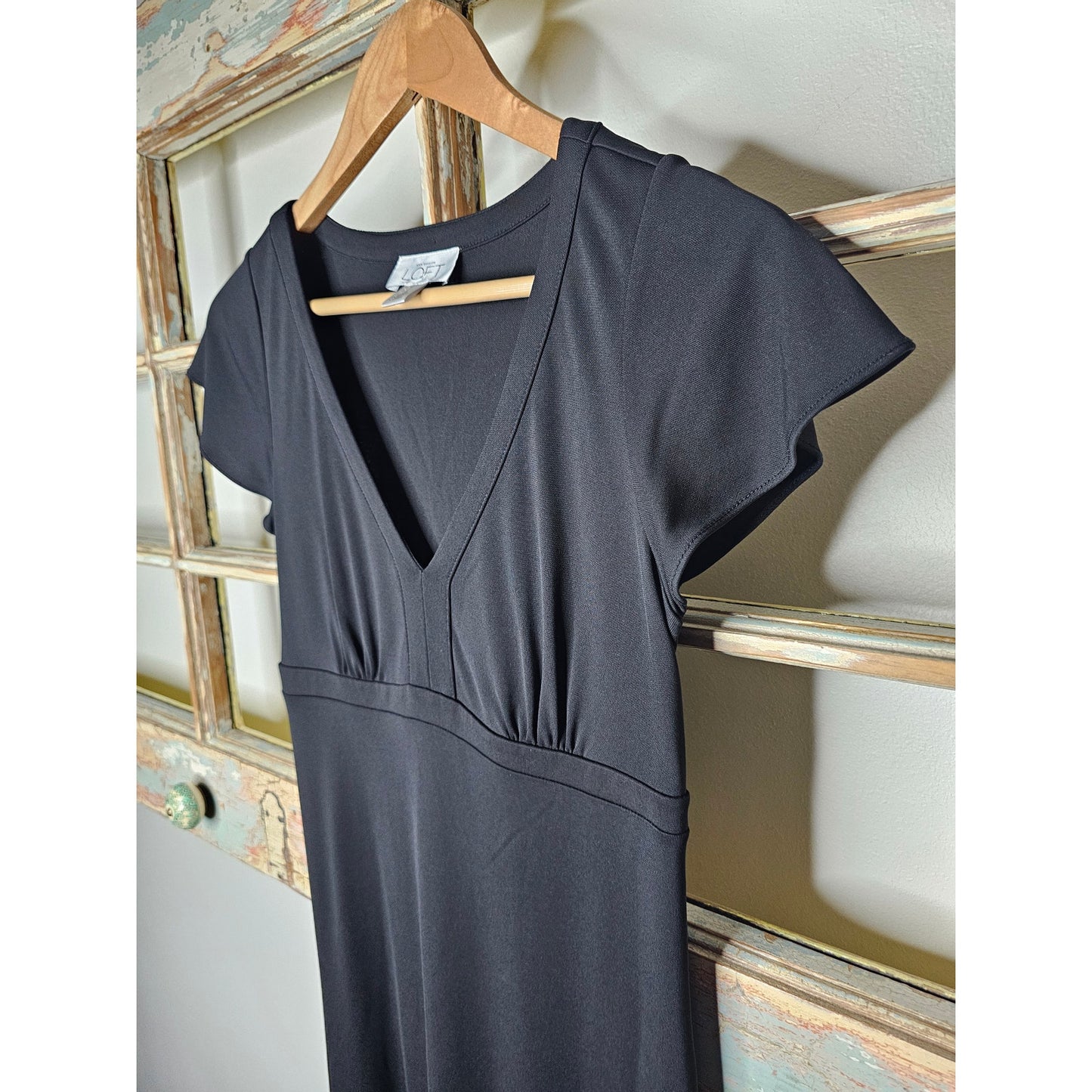 Loft Ann Taylor Black Short Sleeve Straight Dress Ladies Size 4