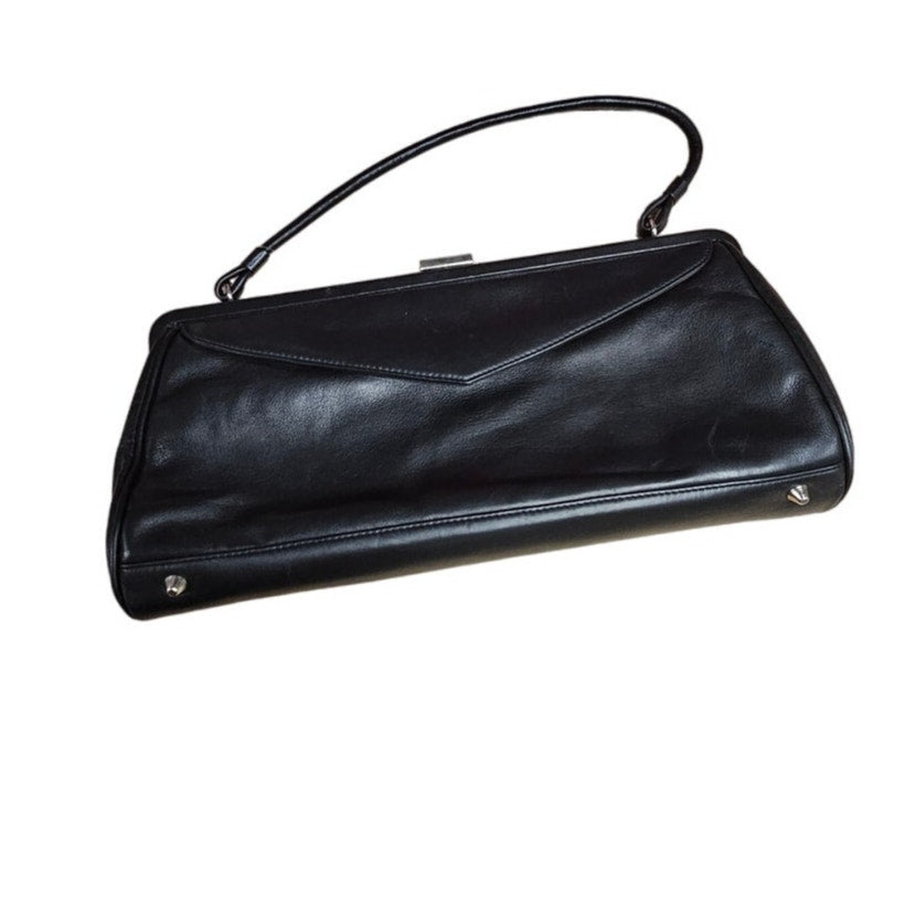 Vintage Black Leather Victoria Wieck Rectangular Handbag