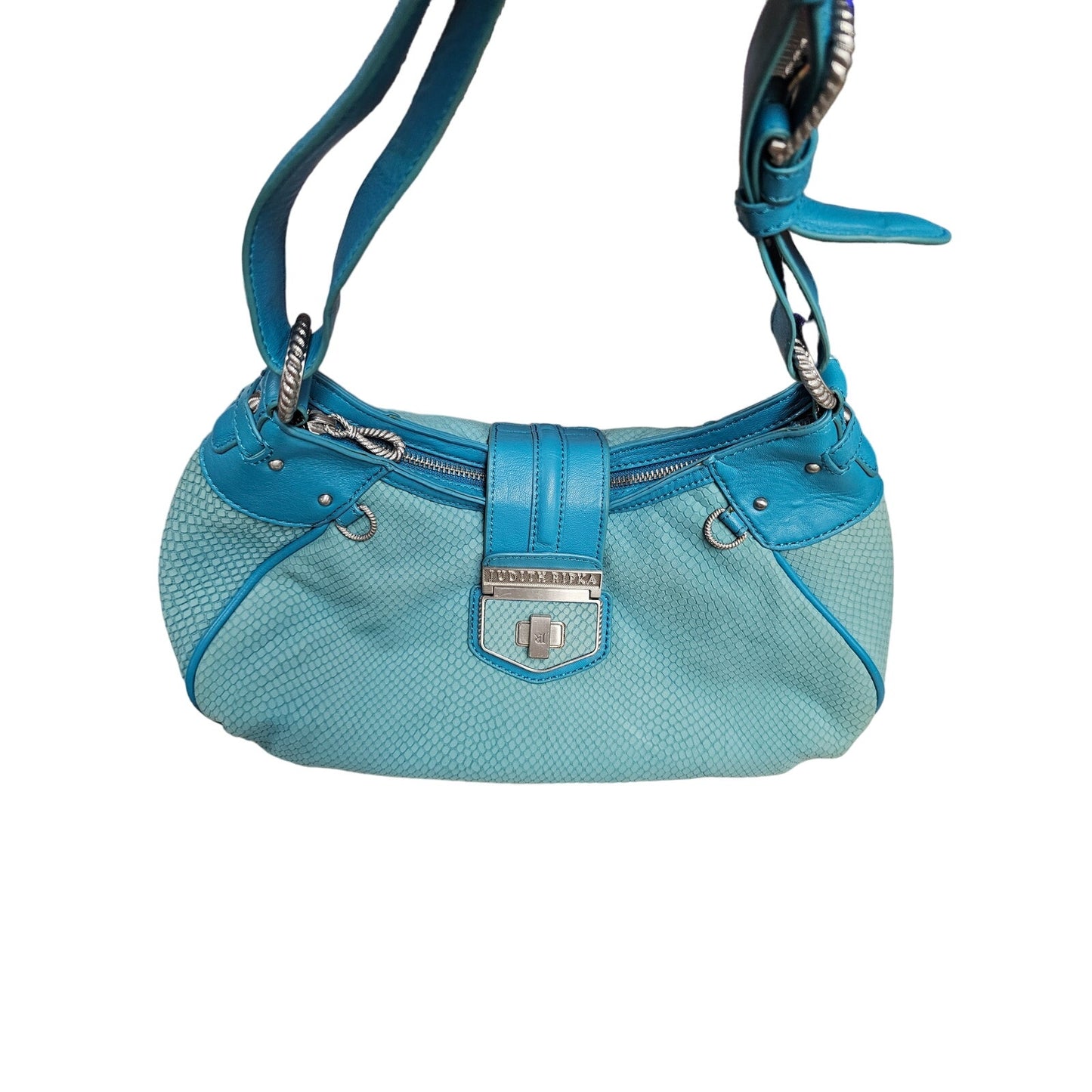 Judith Ripka Turquoise Suede Snakeskin leather Hoho Shoulder Bag Purse wi/ Dust bag