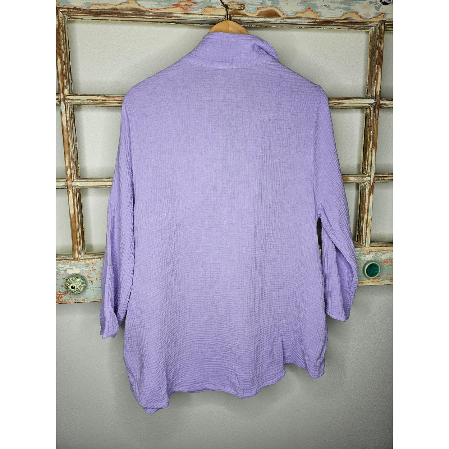 Et' Lois Cotton Purple Gauzy pullover Ladies size Large