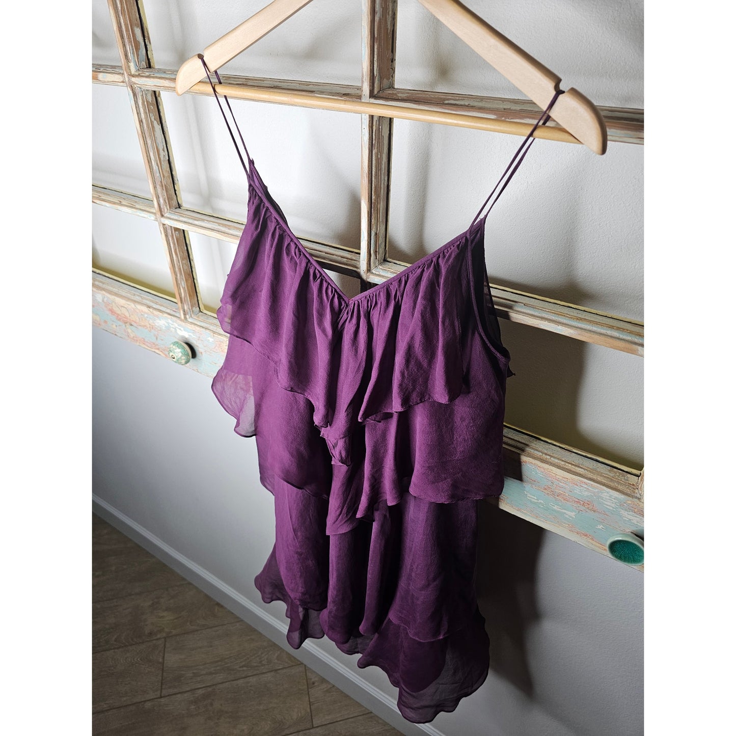 Rebecca Taylor Lined 100% Silk Spaghetti Strap Tiered Dress Size 6