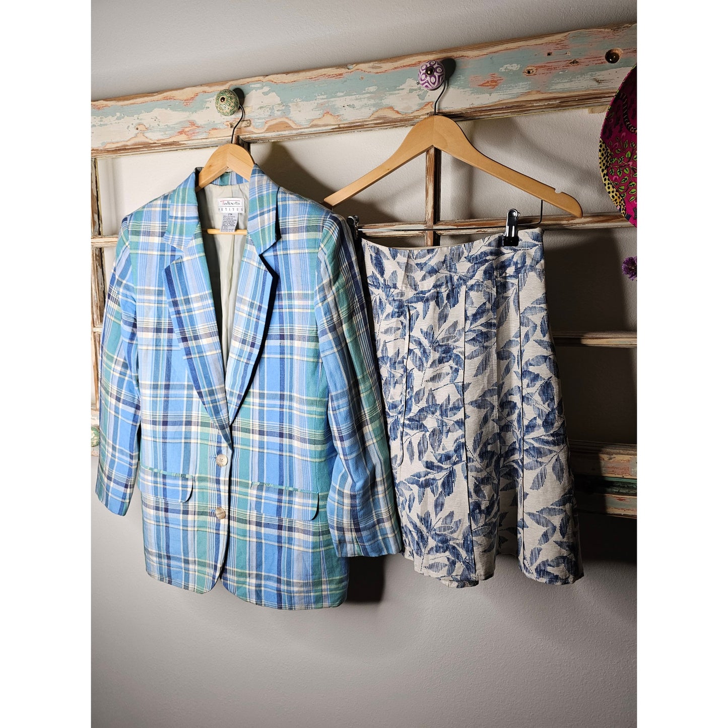 Vintage Talbots Plaid Lined Linen Blend Blazer Ladies Size Medium Petite