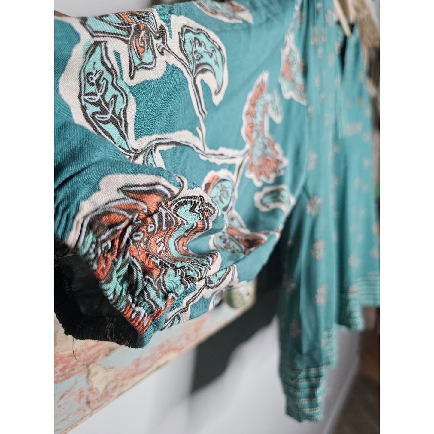 NWT Boho Split Neck 3/4 Sleeve Allover Floral Print Ladies Size XXL
