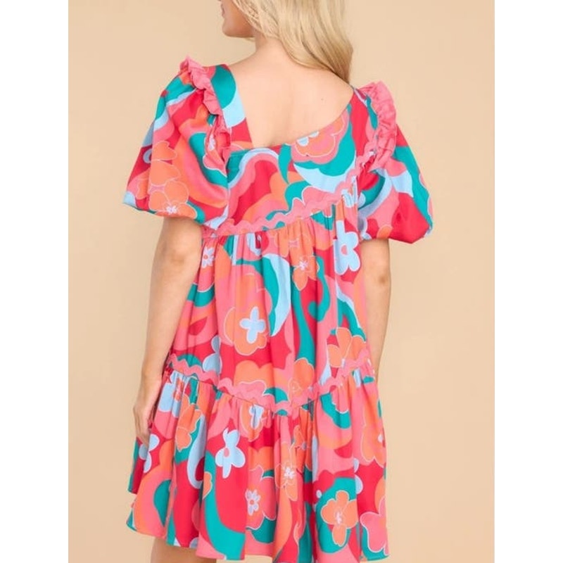 NWT Alden Adair Chandler Trippy Mini Babydoll Dress Size XS