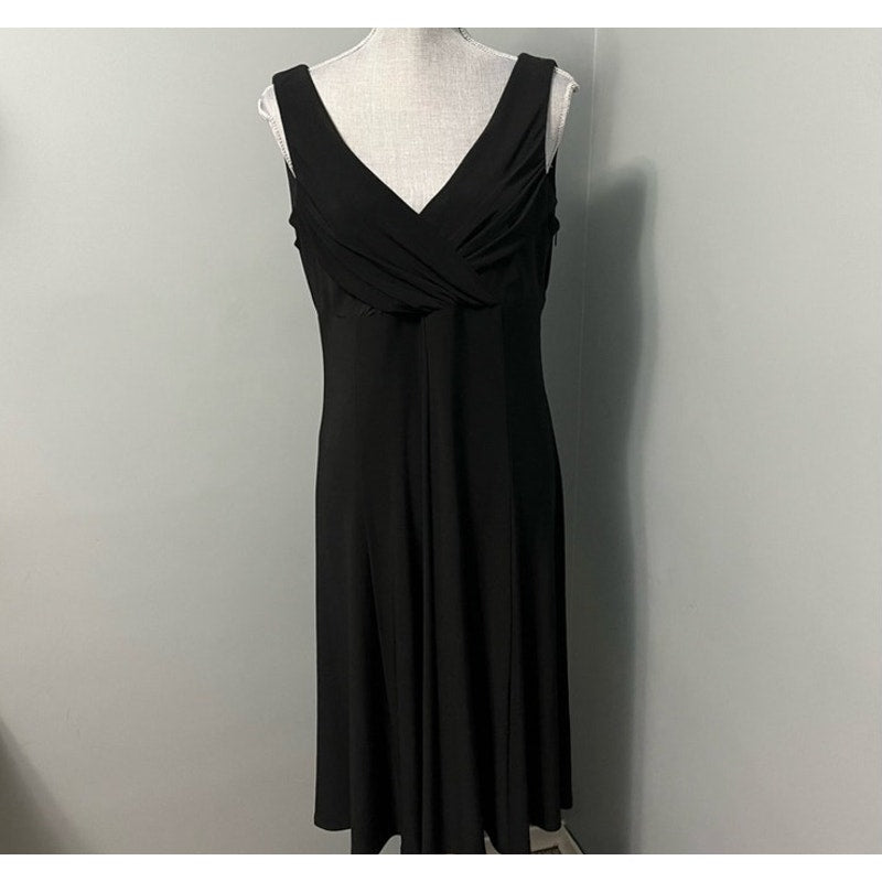 Evan-Picone Black Sleeveless Fit and Flare Midi Dress Ladies size 16
