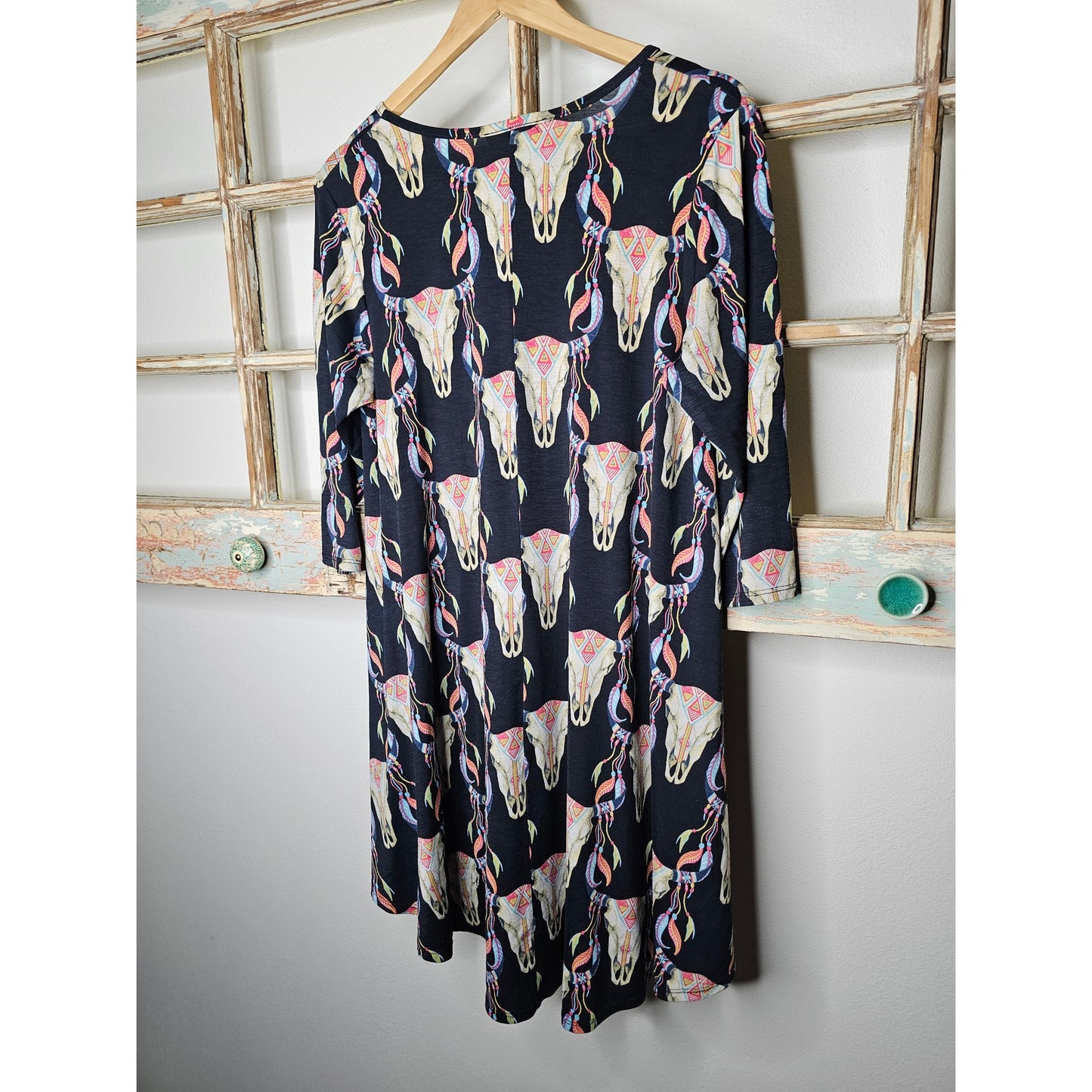 L & B Black Boutique Wester Steer Dress Pockets Ladies Size Medium