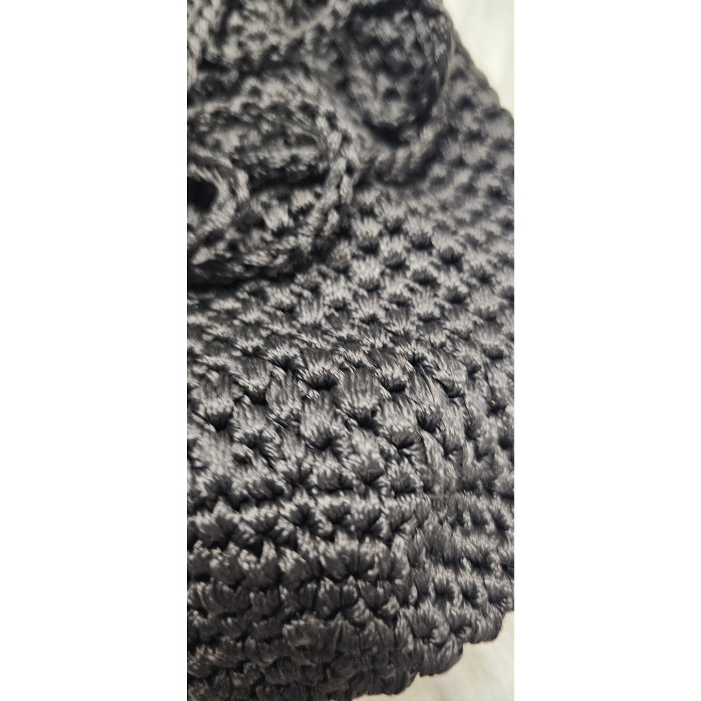 Vintage Crochet Black Bag Hand Or Shoulder Carry
