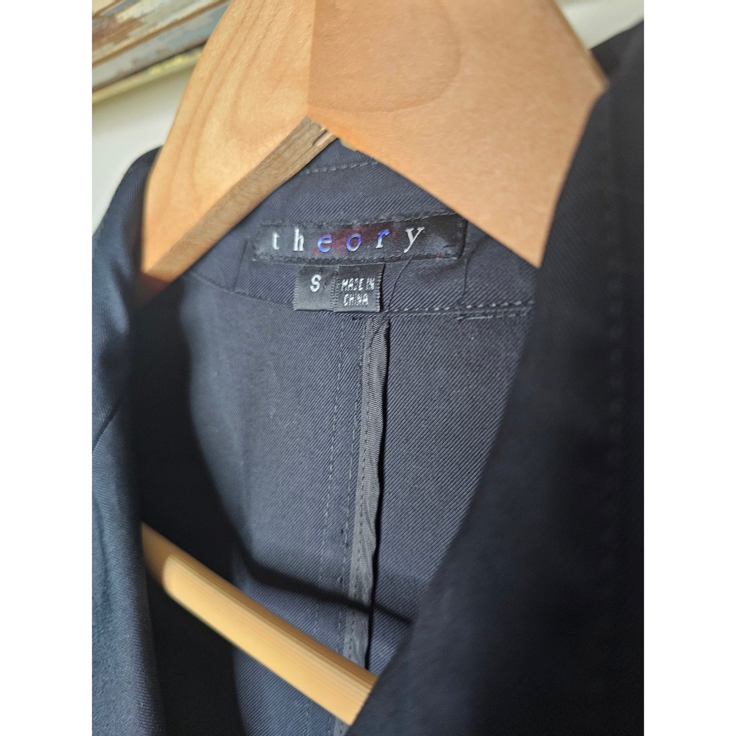 Theory Black Collared Trech Tailored Coat Dress Ladies size Small
