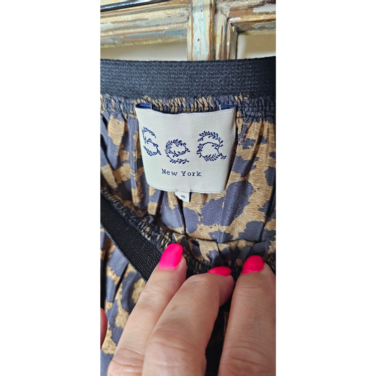 NWOT Sea New York Leopard Silk Blend Print Flare Skirt Size 8