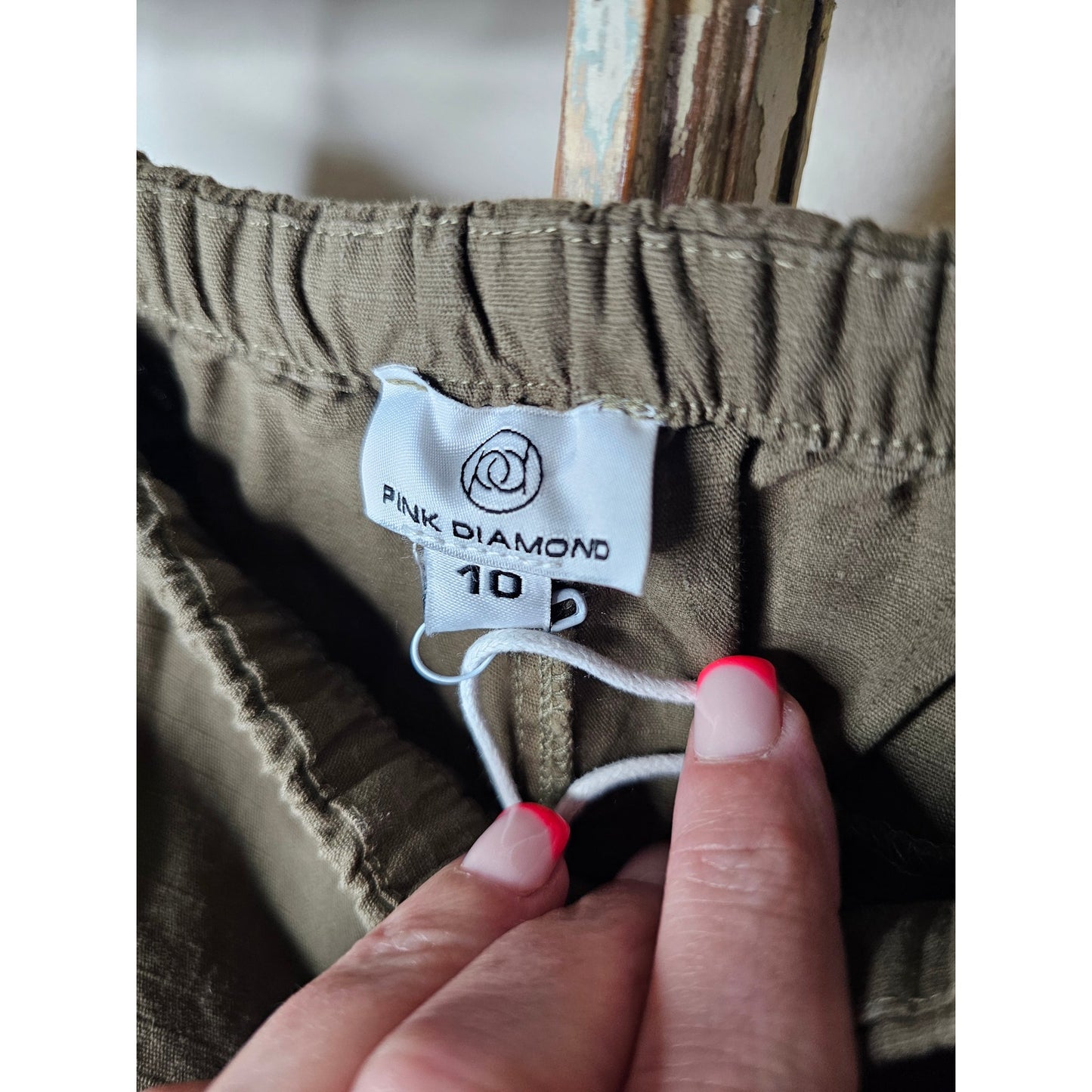 NWT Khaki Midi Cargo Skirt by Pink Diamond Ladies size 10