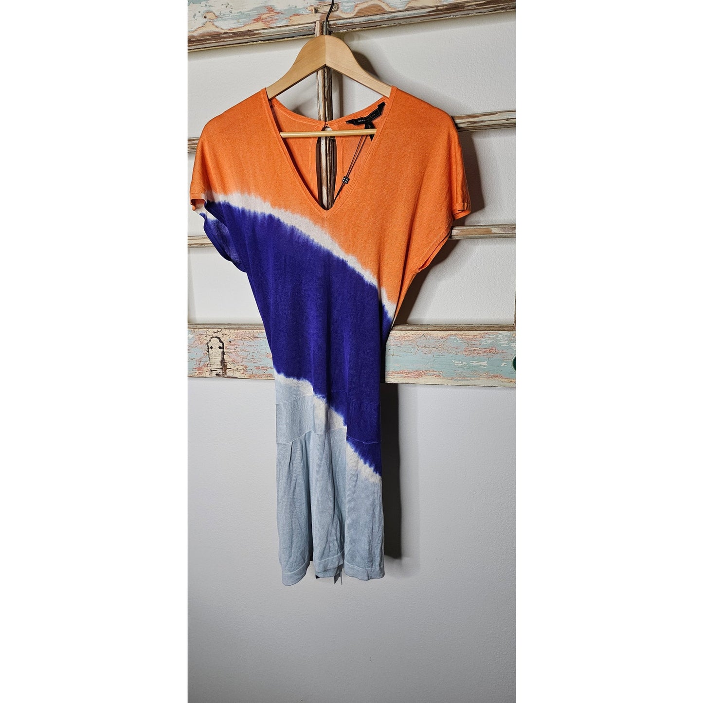 NWT BCBG SILK Tie Dye Knit Dress W/ Tie Waist Ladies size XS