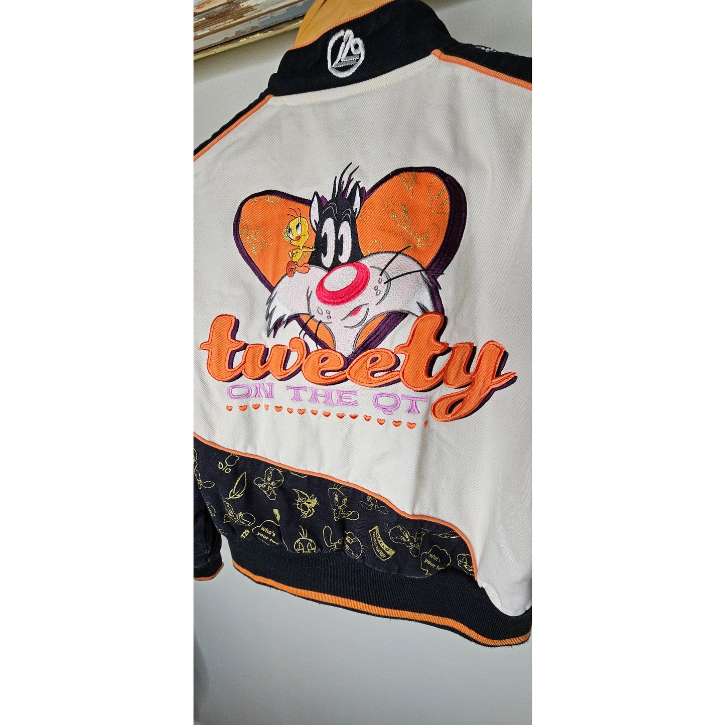 Looney Tunes Tweety Bird Sylvester Embroidered Racing Lot29 Youth large Jacket