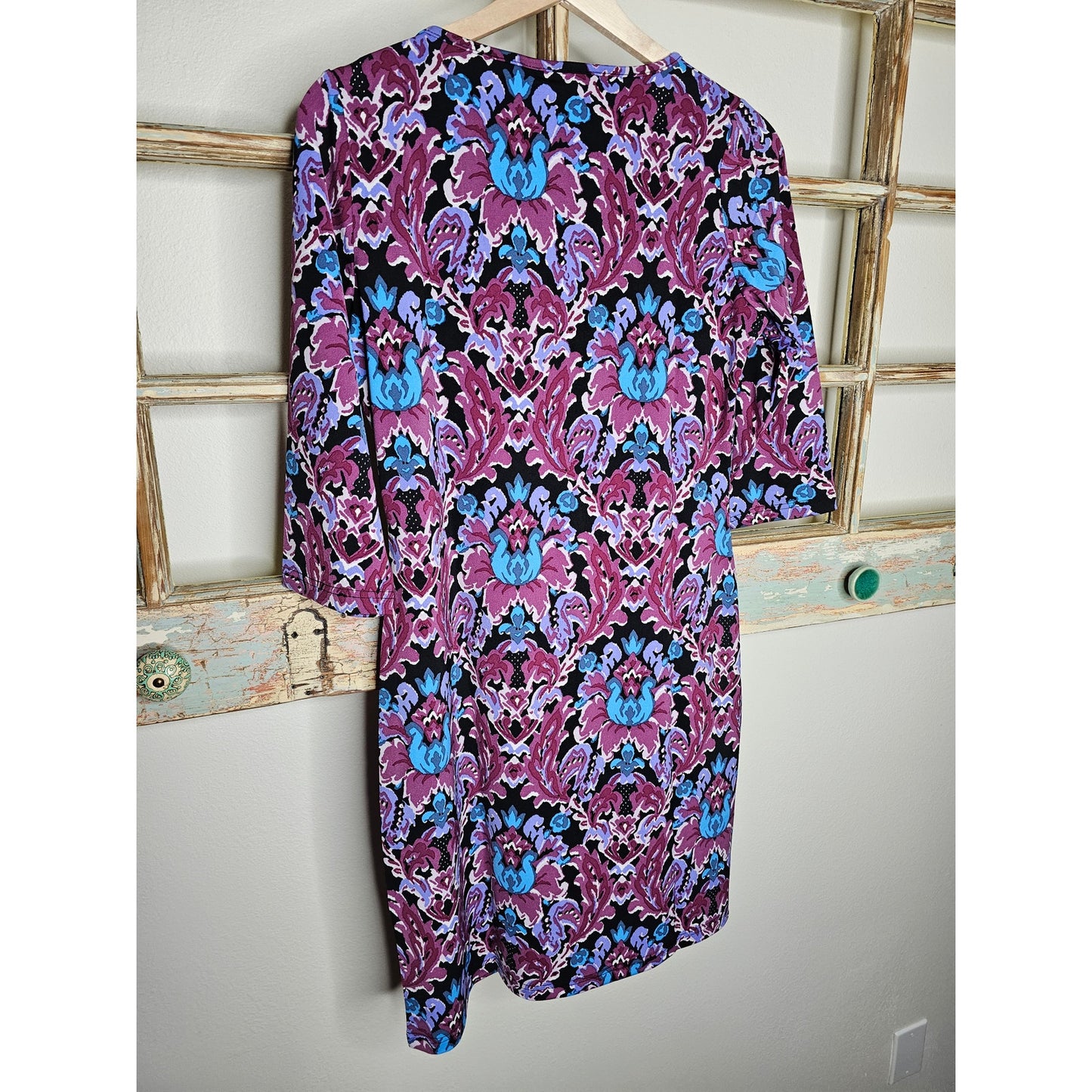 NWT Tracy Negoshian Floral Fall Knee Length Dress 3/4 Sleeve Size Small