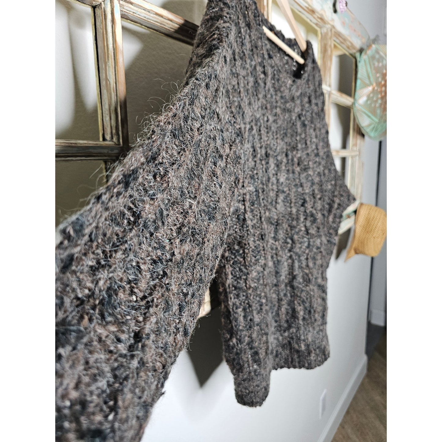 Margo Black Brown Animal Hair Long Sleeve Sweater Ladies size XL
