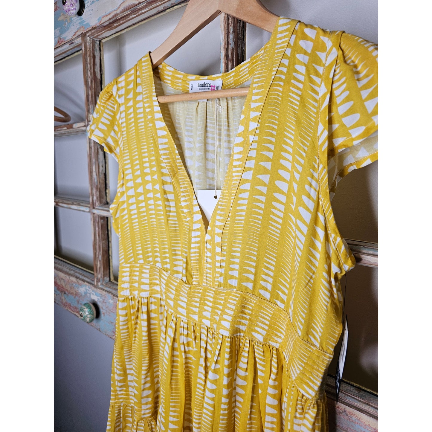 NWT Lemlem Flutter Sleeve Tiered Dress Size Small