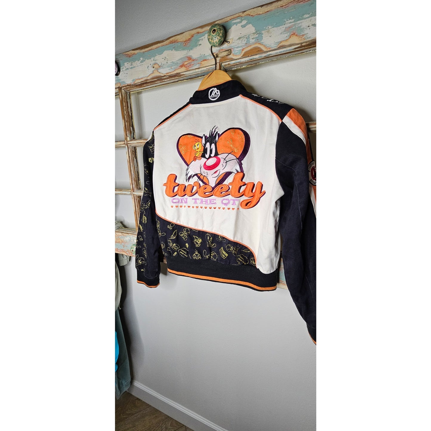 Looney Tunes Tweety Bird Sylvester Embroidered Racing Lot29 Youth large Jacket