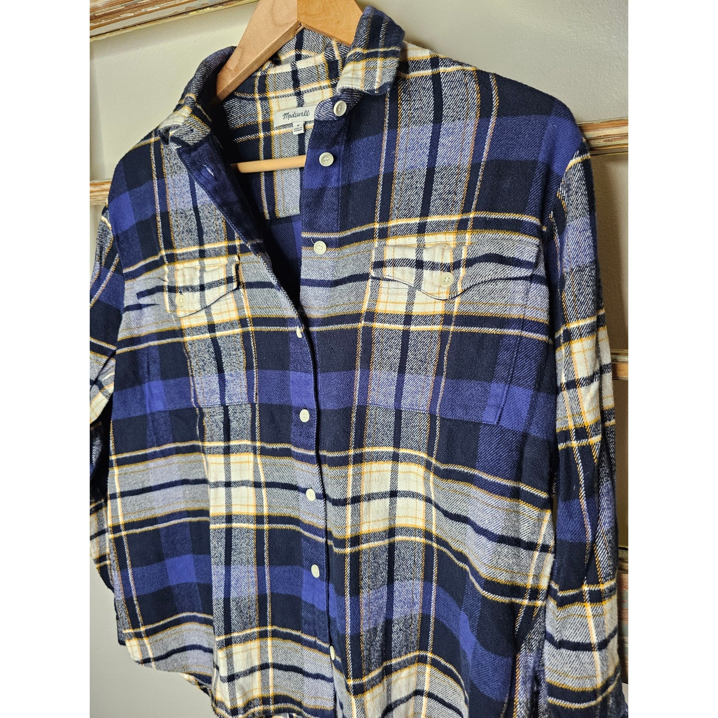 Madewell Plaid Flannel Long sleeve Button Up Shirt Size Medium