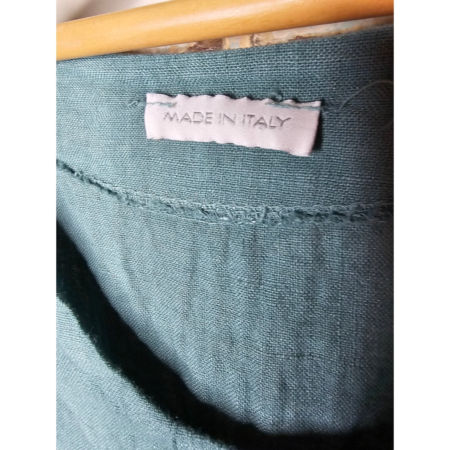 Linen Italian Made Blue/Green Dress Ladies Size Medium