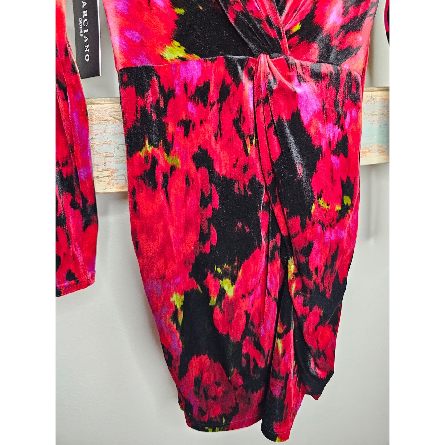 NWT Marciano Red Rhapsody Velour Dress Ladies Size Small