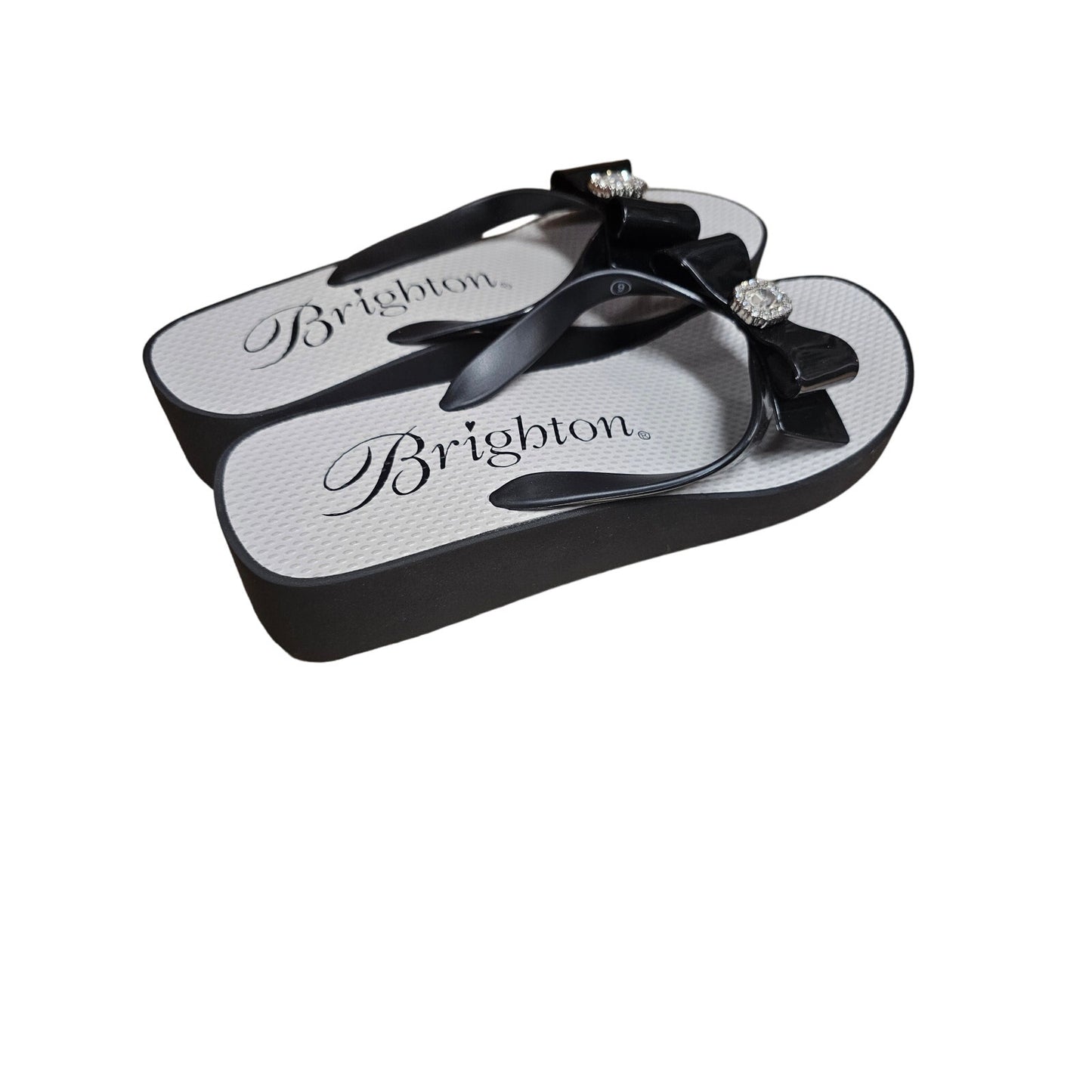 NWOT Brighton Bowie Bling Wedge Flip Flops Ladies size 9