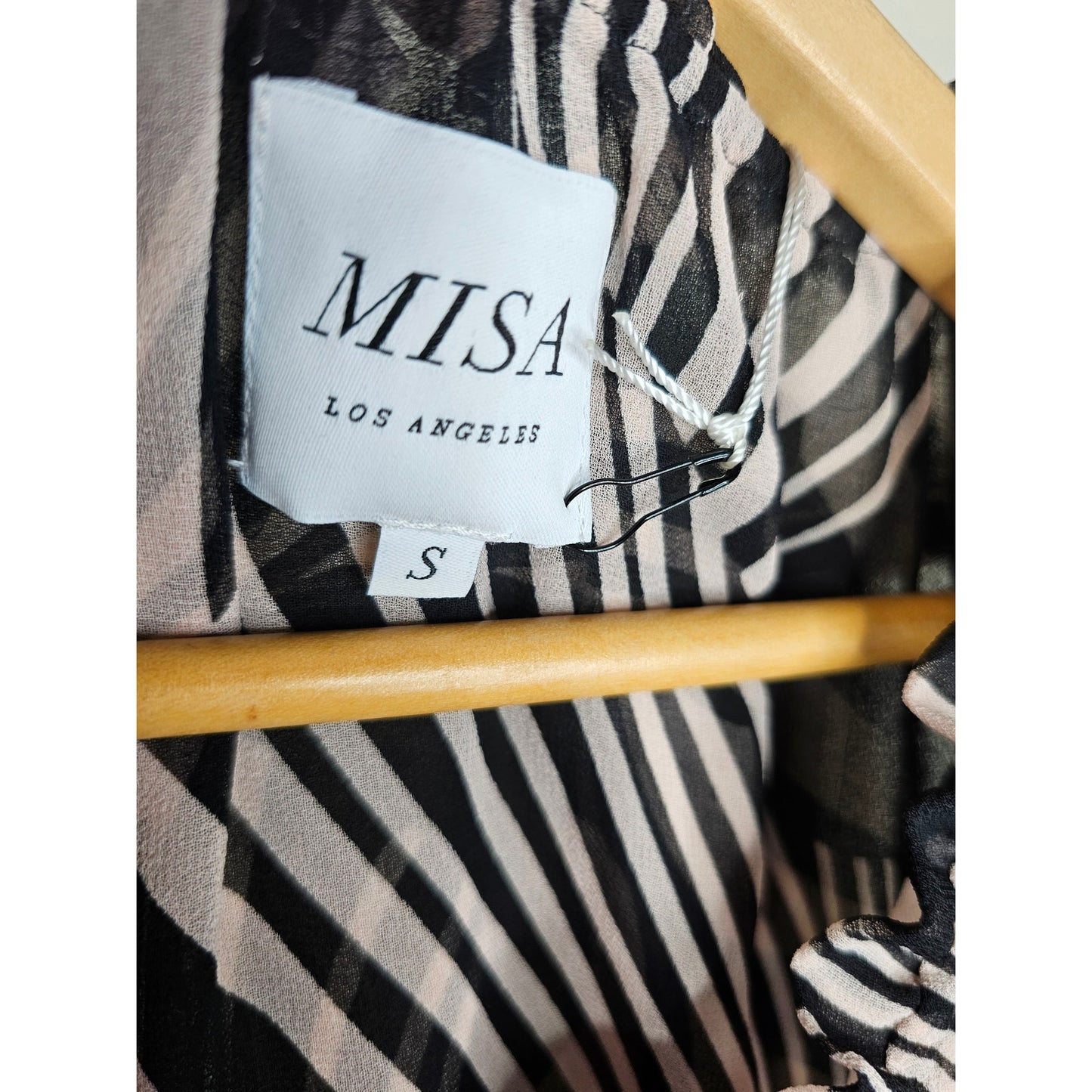 NWOT Misa Zebra Print Sheer Tiered Dress Ladies Size Small