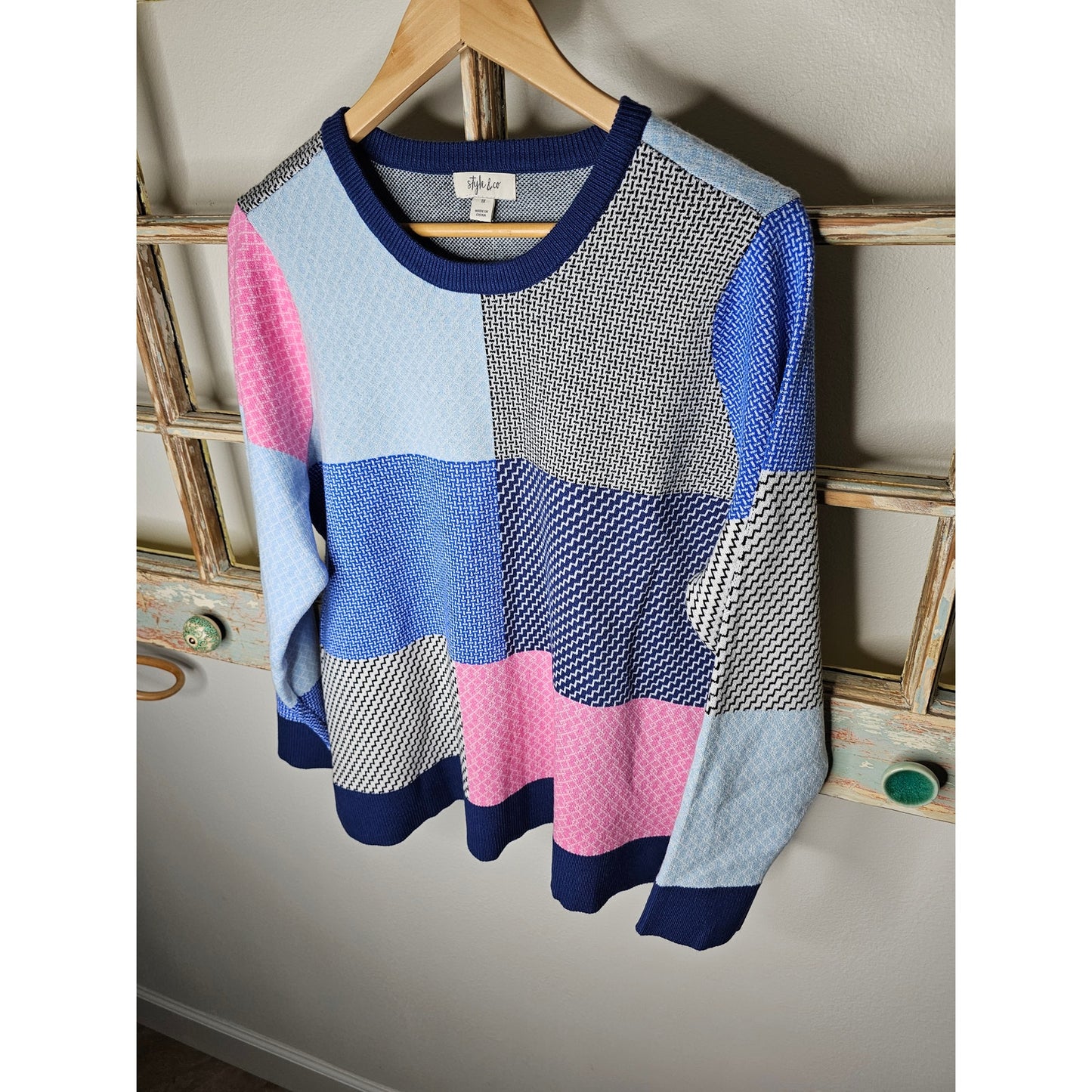 NWT Color Block Style & Co. Sweater Ladies size 1X