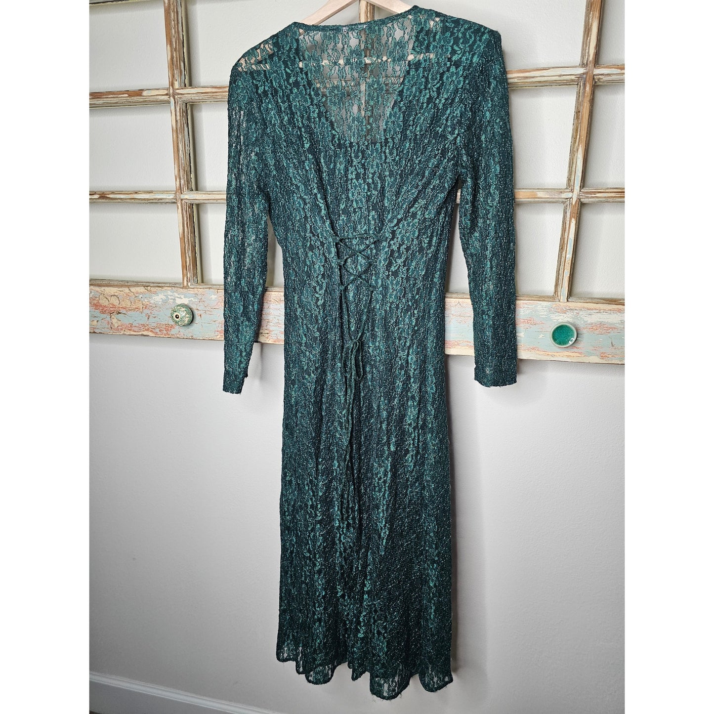 Vintage Green Lace Midid Dress with Green Slip Dress Size 5/6